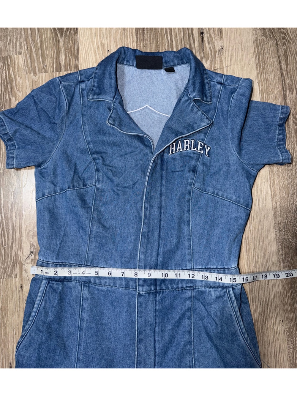 Harley-Davidson Women's Hero Denim Jumpsuit, short-sleeve light-wash Size Small - Picture 7 of 14